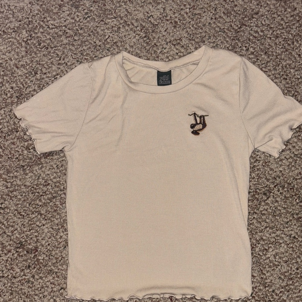 Cropped Short Sleeve Top with Embroidered Logo (2)